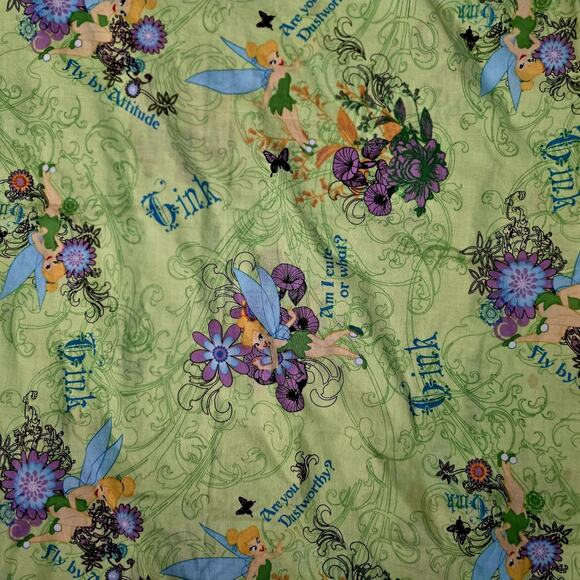 1Tinkerbell Pillowcase Standard 20x29 Fairy Tink Pixie Dust Flowers Green Purple - Picture 9 of 11